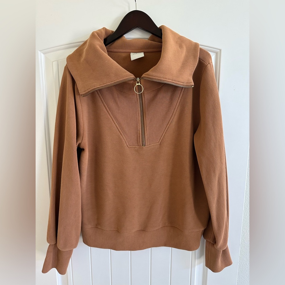 Varley Copper Brown Half-Zip Funnel Neck Pullover